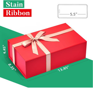 Grands coffrets cadeaux de Noël Coffrets cadeaux de stockage de boîte-cadeau rouge de luxe avec couvercle magnétique fort pour les cadeaux contient une carte, un ruban - Product Image 5