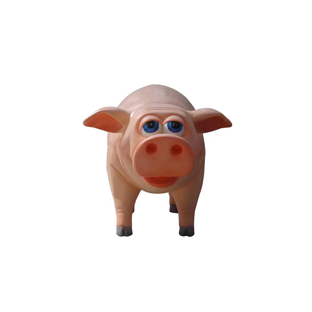 Venda quente artesanato em resina animais em quadrinhos estátua de porco em estilo de desenho animado estátua em tamanho real coleção ao ar livre