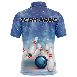 High Quality Customised Men's <b>Bowling</b> Polo Shirt Printed 100% Polyester Waterproof Quick Dry Custom Logo Team Best Selling - Product Image 2