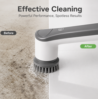 Nettoyeur électrique sans fil 1200 mAh, étanche IPX5, avec têtes en nylon, brosse de nettoyage pour salle de bain, évier, sol, carrelage, cuisine, usage domestique
