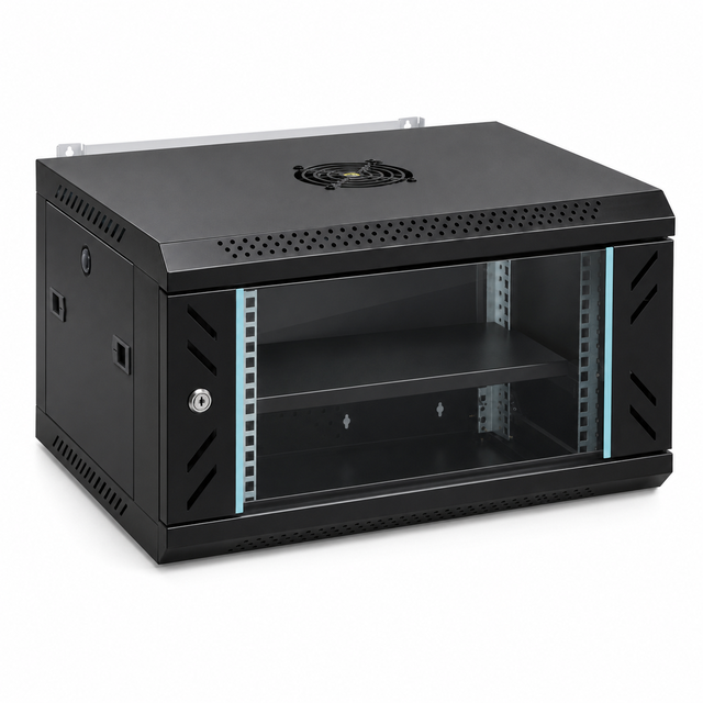 19 Inch Wall Mount Network Cabinet SPCC Steel Construction 4U 9U 15U Server Rack IP20 Enclosure Data Center Tempered Glass Door