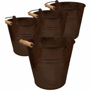 Seau en métal noir attrayant avec revêtement en poudre, avec poignée, seau de rangement rond en fer pour la décoration de la maison et du jardin, seau en vente - Product Image 4