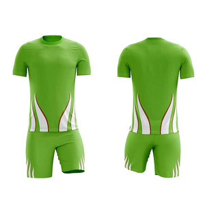 Custom Sublimated 100% <b>Polyester</b> 420g Soccer Uniform Men's Green Jersey <b>Shorts</b> Set Moisture Wicking Breathable Fitted Sportswear - Product Image 1