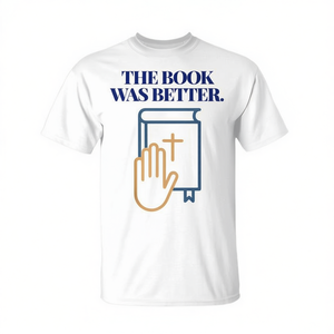 Camiseta The Book Was Better de manga corta, unisex, cuello redondo, regalo religioso para la iglesia, estampado en serigrafía - Product Image 2
