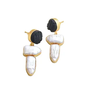 Freshwater Pearl Long Drop Earrings Bohemian Elegant Pearl Dangle Earring Natural Pearl Gold plated Jewelry supplier wholesalers
