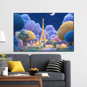Toile imprimée : Paris Dreamscape Eiffel Tower Fantasy Village, 1P : Gallery Wrapped - Product Image 1
