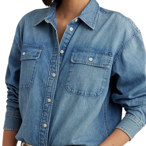 Camisa de Mezclilla Tejida Sexy para Mujer, Estilo Veraniego, Manga Larga, Cierre de Botones, Top de Algodón Suave, Ropa de Moda, Logotipo Personalizado - Product Image 2