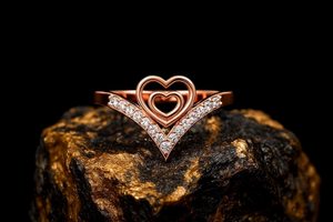 Bague de promesse minimaliste en argent sterling 925 plaqué or 14 carats, forme de cœur ouvert, sertie de CZ, écologique, délicate, pour fiançailles - Product Image 5