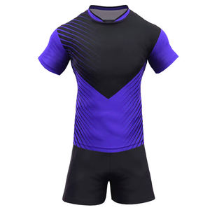 Vêtements de sport respirants pour les jeux et la pratique Uniforme de rugby de couleur unie à manches courtes pour adultes - Product Image 4