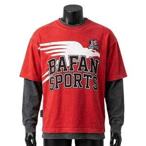 เสื้อยืดเจอร์ซีย์ผ้าคอตตอนโพลีเอสเตอร์พรีเมียม 190 GSM สำหรับผู้ชาย แบบสองชั้น สีแดงด้านนอก สีเทาเข้มด้านใน พิมพ์โลโก้แบบสกรีนตามสั่ง - Product Image 1