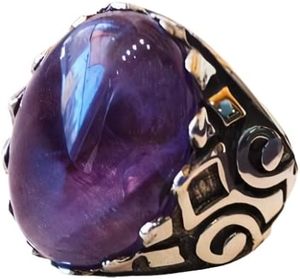 Wholesale <b>Men</b> Ring Natural Amethyst Gemstone February Birthstone Arabic Turkey <b>Mens</b> Signet Ring <b>Jewelry</b> 925 Sterling Silver Ring - Product Image 1