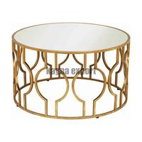 Table centrale au design moderne pour la maison de luxe Table basse pour salon canapé doré Table basse minimaliste ronde en verre noir