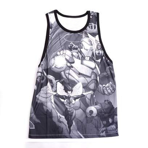 Débardeurs de fitness décontractés pour hommes nouveau style de débardeurs en coton élasthanne à col rond personnalisés imprimés décalés - Product Image 3