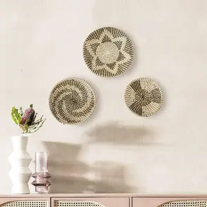 Panier mural bohème en jonc de mer, décoration d'intérieur, décoration murale pour salon - Product Image 3