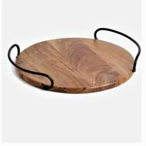 Bandeja de servicio de madera de mango hecha a mano de primera calidad, decoración India pulida Natural para el hogar, Metal ecológico para restaurante de Hotel - Product Image 3