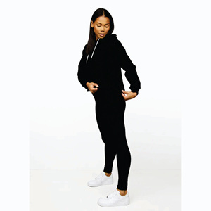 Sudadera con Capucha para Mujer, Color Negro, con Logotipo Bordado, 80% Algodón Peinado, 20% Poliéster, Marca Gym King, con Cinta Lineal de Felpa - Product Image 3