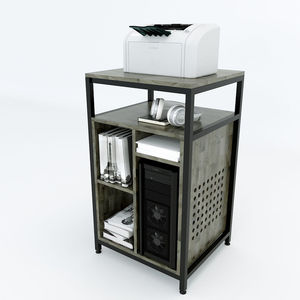 Support CPU KCPU68007 avec support d'imprimante, en bois de caoutchouc et structure en fer, doté d'une étagère intégrée - Product Image 1