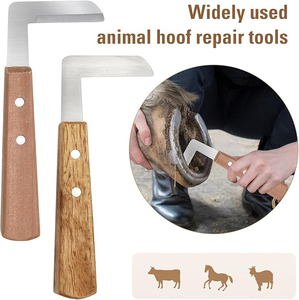 Premium Damascus Steel Hoof Knife Farrier <b>Tool</b> For Horseshoe <b>Trimming</b> | Handcrafted Blade Veterinary <b>Tools</b> | Oem Private Label - Product Image 2