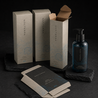 Boîte d'emballage personnalisée pour gel douche homme, crème contour des yeux, étanche, gaufrée, noire, pliable, pour bouteille de gel douche 300 ml, marque privée