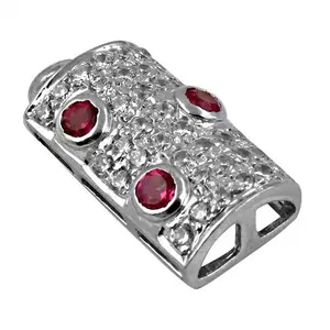 Colgante de Plata con Rubí para Mujer, Estilo Religioso, Joyería con Piedras Preciosas, con Baño de Rodio, Platino, Oro Blanco, Oro Rosa, Dijes, Regalo - Product Image 2