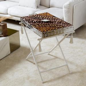 <b>Black</b> Polished Luxury Metal Serving <b>Tray</b> with Handcrafted Premium Golden Stand Serving <b>Tray</b> with Customized Shape & Size - Product Image 4