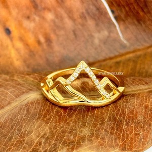 Anillo de diamante natural de montaña de diamante de oro sólido de 14K. - Product Image 4