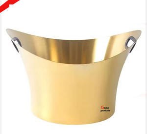 Hielera de vino de diseño con acabado dorado de primera calidad para hoteles, restaurantes y bares - Product Image 4