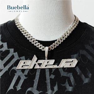 Vente chaude 925 Argent 14K Plaqué Or Nom Personnalisé Pendentif Police Élégante Glacé Hip Hop Bling Moissanite Pendentifs Charmes - Product Image 1