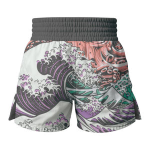 Pantalones Cortos de MMA con Estampado Floral Personalizado para Hombre, Bordados, para Entrenamiento Sin Gi, Ropa de Gimnasio, Decoración con Volantes, Cintura Alta con Cordón Ajustable - Product Image 2