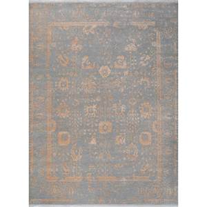 Alfombra Aurora Ivory de Lana y Viscosa Anudada a Mano Skwv-108 para Decoración de Sala de Estar con Patrón de Medallón y Pelo Alto - Product Image 1
