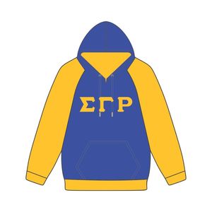 Sigma Gamma Rho Bleu Corps Or Manches Raglan Pull À Capuche Coton SGRho Grec Sororité Personnalisé Divine Neuf HBCU Vêtements - Product Image 2