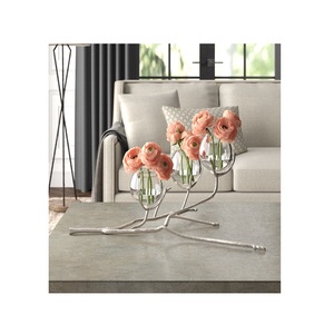 Portavelas decorativo de Metal ligero para té de boda con vástago de vidrio a la venta, portavelas decorativo hecho a mano para mesa de boda - Product Image 5
