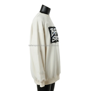 Sweat-shirt oversize pour femme en tissu polaire en coton GSM, couleur crème, logo personnalisé, impression sérigraphique, style décontracté, sweat-shirt respirant pour femme - Product Image 3
