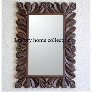 Cadre de miroir en bois d'inspiration vintage pour chambre ou couloir de style bohème avec attrait rustique en bois fini à la main - Product Image 4