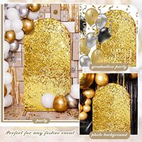 Housse d'arche à sequins dorée pour support de toile de fond, toile de fond arquée pour décoration de fête d'anniversaire, de mariage ou de banquet