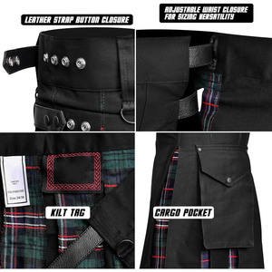 Kilts Utilitarios Híbridos de Venta Caliente 2026 para Hombre, Kilt Tradicional Escocés con Tartán Black Stewart - Product Image 5