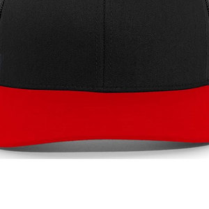 BRANIS SPORTS Black <b>Red</b> Mesh Trucker Hat 6-Panel Adjustable Unisex Casual Cap Adult Four Seasons Wear 100% Polyester - Product Image 5