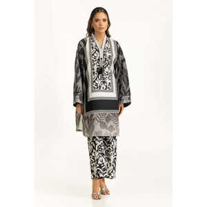 Conjunto de Dos Piezas para Mujer, Estilo Bohemio, Estampado Cambric Negro, Talla XXS/XS - Product Image 1