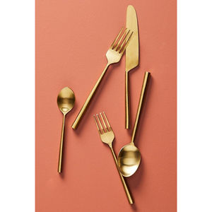Juego de Cubiertos de Latón Macizo con Diseño Nuevo en Relieve, Pulido Espejo de la Mejor Calidad, para Utensilios de Cocina, Vajilla y Mesa - Product Image 5