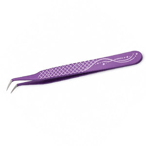 Pinzas de Precisión para Pestañas de Acero Inoxidable con Mango Morado, Punta Suave, Antiestáticas y Diseño Ligero - Product Image 6
