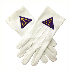 Logo personnalisé100 % coton blanc maçonnique Regalia Lodge blanc passé maître gants maçonniques - Product Image 3