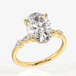 Anillo de compromiso de diamante cultivado en laboratorio de corte ovalado de 3 quilates, oro blanco de 14 quilates, Color E VVS1, claridad IGI certificada a precio mayorista - Product Image 2