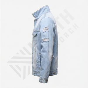 เสื้อแจ็คเก็ตยีนส์ผู้ชาย ดีไซน์ทันสมัย น้ำหนักเบา สวมใส่สบาย สีน้ำเงิน ออกแบบได้ตามต้องการ เหมาะสำหรับการเดินทางช่วงสุดสัปดาห์ - Product Image 3