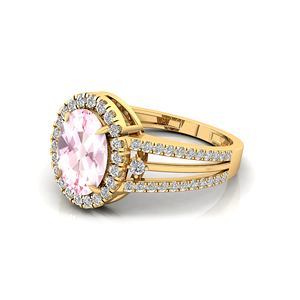 Bagues de fiançailles en morganite naturelle de coupe ovale 14k bague de mariée en or véritable grappe Solitaire diamant naturel femmes bagues d'anniversaire - Product Image 5