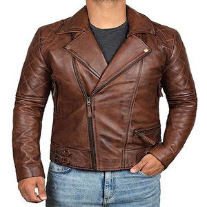 Chaqueta de cuero con cremallera de talla grande de alta calidad directa de fábrica para abrigos de cuero para hombre - Product Image 4