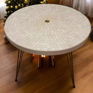 Mesa auxiliar de mosaico deslumbrante: Arte iridiscente-mesa de centro azul-mesa auxiliar-Decoración de sala de estar-regalo - Product Image 1