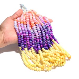 Pink Purple Yellow Opal <b>Candy</b> Beads Smooth Multicolor Gemstone Strand for Bracelet <b>Necklace</b> Jewelry Making Pastel Beads Trend - Product Image 4