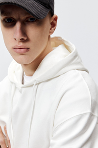 Sweat-shirt à manches courtes, sweat-shirt ample avec capuche réglable et manches courtes, poche avant, bordures côtelées - Product Image 3