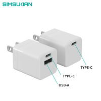 Pengisi daya USB lipat, untuk Simsukian PD 35W GaN, pengisi daya USB Ultra ringan, kompak tahan lama, port USB tipe-c untuk Apple AirPods 24V/9V DC