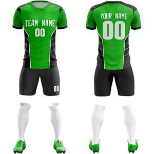 Ensemble de maillot et short de football personnalisé pour hommes, respirant, à séchage rapide, bleu et noir, uniforme d'entraînement léger, automne - Product Image 5